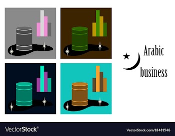 Assembly of flat icons on theme arabic business vector image