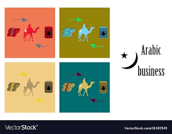 Assembly of flat icons on theme arabic business vector image