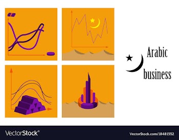 Assembly of flat icons on theme arabic business vector image