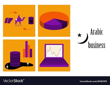 Assembly of flat icons on theme arabic business vector image