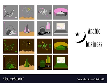 Assembly of flat icons on theme arabic business vector image