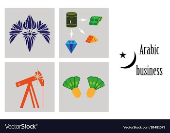 Assembly of flat icons on theme arabic business vector image
