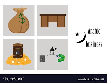 Assembly of flat icons on theme arabic business vector image