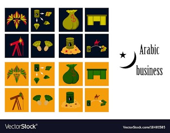 Assembly of flat icons on theme arabic business vector image