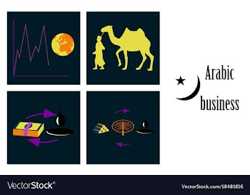 Assembly of flat icons on theme arabic business vector image
