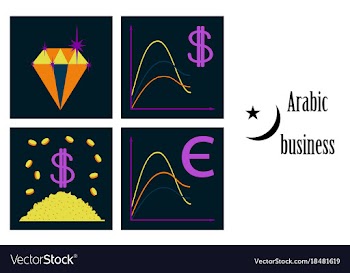 Assembly of flat icons on theme arabic business vector image