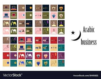 Assembly of flat icons on theme arabic business vector image