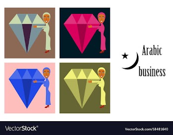 Assembly of flat icons on theme arabic business vector image
