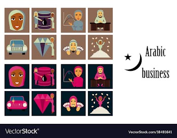 Assembly of flat icons on theme arabic business vector image