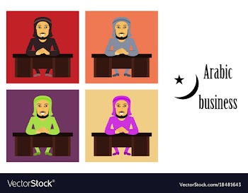 Assembly of flat icons on theme arabic business vector image