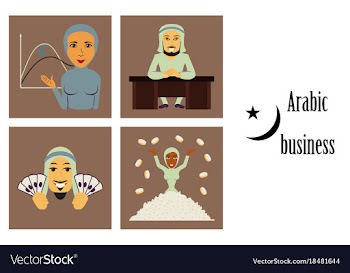 Assembly of flat icons on theme arabic business vector image