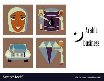 Assembly of flat icons on theme arabic business vector image