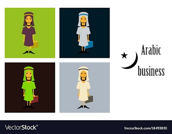 Assembly of flat icons on theme arabic business vector image