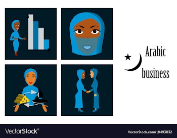 Assembly of flat icons on theme arabic business vector image