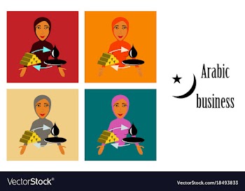 Assembly of flat icons on theme arabic business vector image
