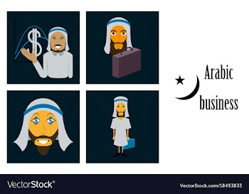Assembly of flat icons on theme arabic business vector image