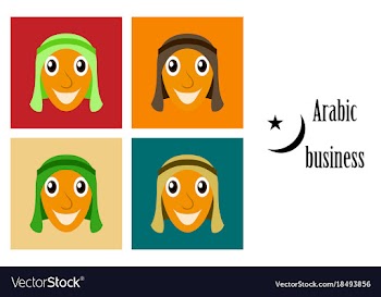Assembly of flat icons on theme arabic business vector image