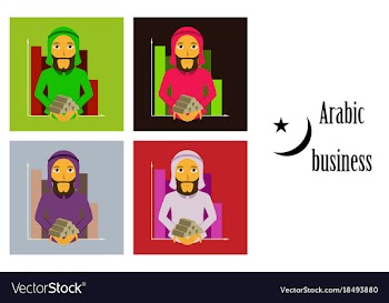 Assembly of flat icons on theme arabic business vector image