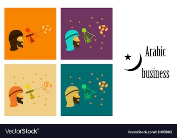 Assembly of flat icons on theme arabic business vector image