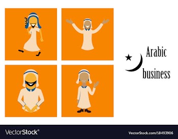 Assembly of flat icons on theme arabic business vector image