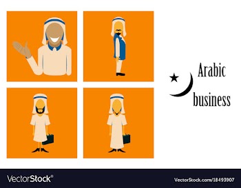 Assembly of flat icons on theme arabic business vector image