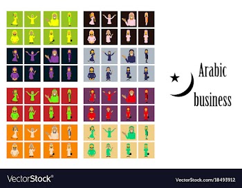 Assembly of flat icons on theme arabic business vector image