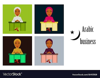 Assembly of flat icons on theme arabic business vector image