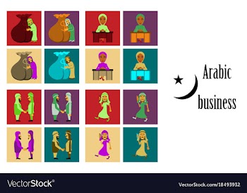 Assembly of flat icons on theme arabic business vector image