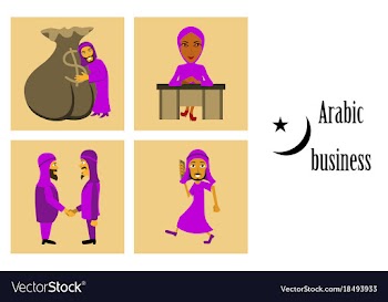 Assembly of flat icons on theme arabic business vector image