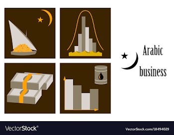 Assembly of flat icons on theme arabic business vector image