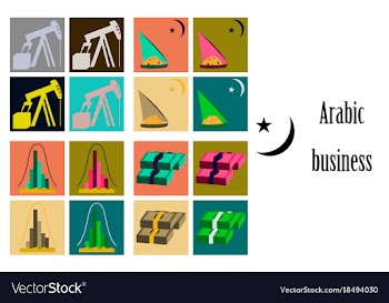 Assembly of flat icons on theme arabic business vector image