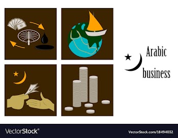 Assembly of flat icons on theme arabic business vector image