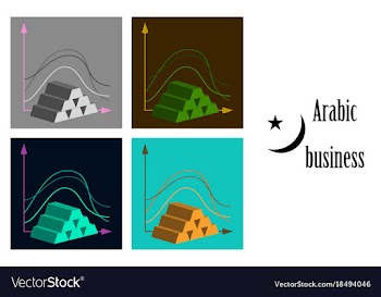 Assembly of flat icons on theme arabic business vector image