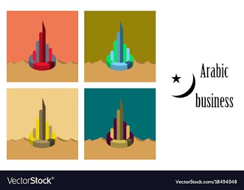 Assembly of flat icons on theme arabic business vector image