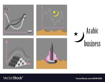 Assembly of flat icons on theme arabic business vector image