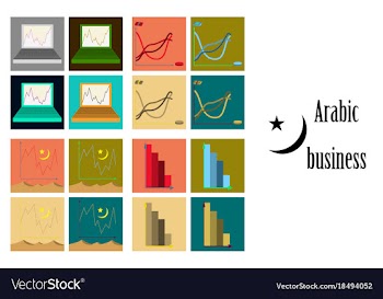 Assembly of flat icons on theme arabic business vector image