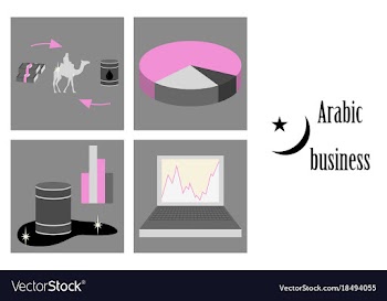 Assembly of flat icons on theme arabic business vector image