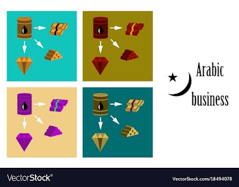 Assembly of flat icons on theme arabic business vector image