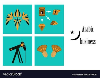 Assembly of flat icons on theme arabic business vector image