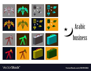 Assembly of flat icons on theme arabic business vector image