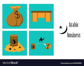 Assembly of flat icons on theme arabic business vector image