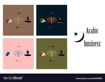 Assembly of flat icons on theme arabic business vector image