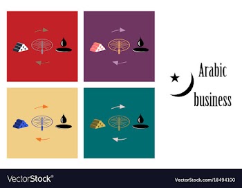Assembly of flat icons on theme arabic business vector image