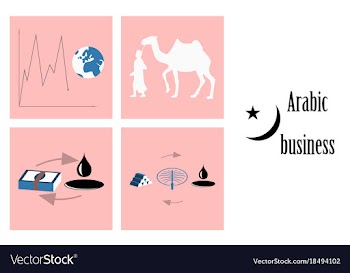 Assembly of flat icons on theme arabic business vector image