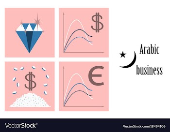 Assembly of flat icons on theme arabic business vector image
