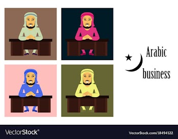 Assembly of flat icons on theme arabic business vector image