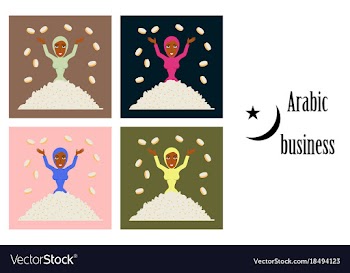 Assembly of flat icons on theme arabic business vector image