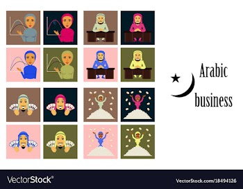 Assembly of flat icons on theme arabic business vector image