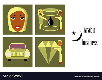 Assembly of flat icons on theme arabic business vector image