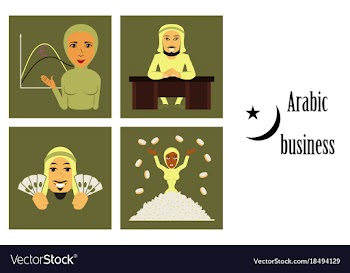 Assembly of flat icons on theme arabic business vector image